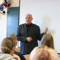 Professor Pildegovičs giving a Lecture about Contemporary China in Riga Culture Secondary School