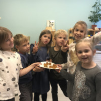 Children in Latvian Montessori Elementary School celebrate  the Mid-Autumn Festival